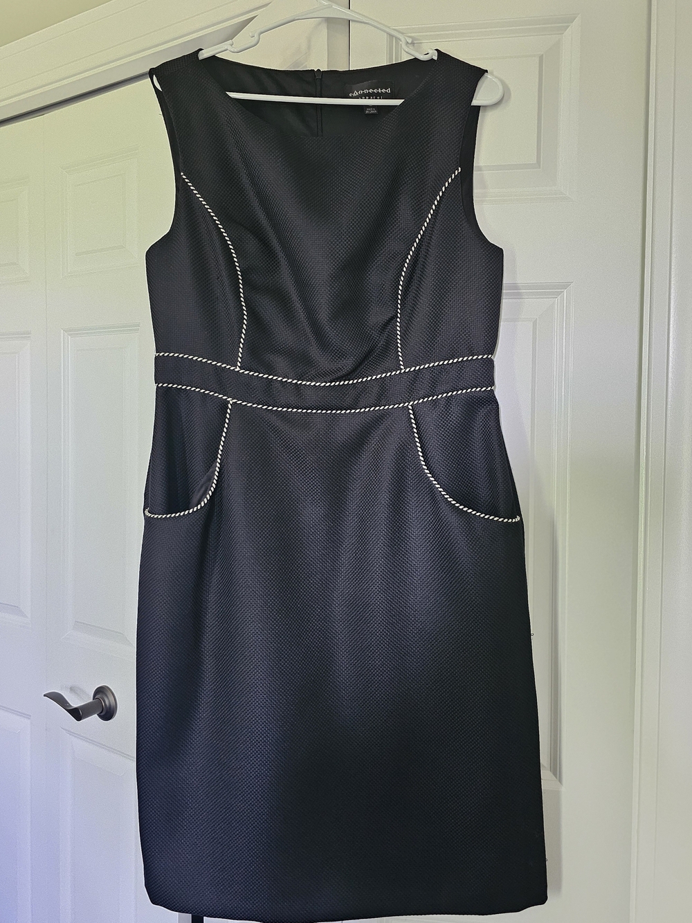Calvin Klein Black Sheath Dress with White Piping